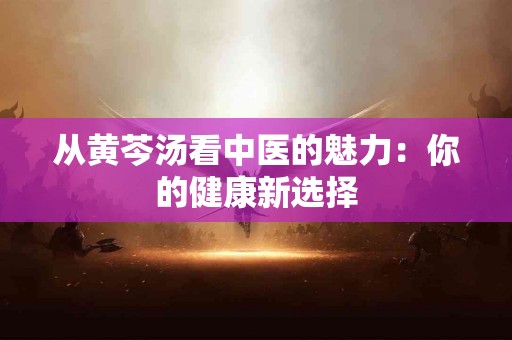 从黄芩汤看中医的魅力：你的健康新选择