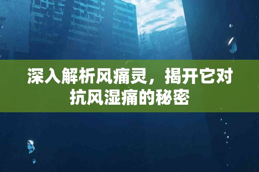 深入解析风痛灵，揭开它对抗风湿痛的秘密